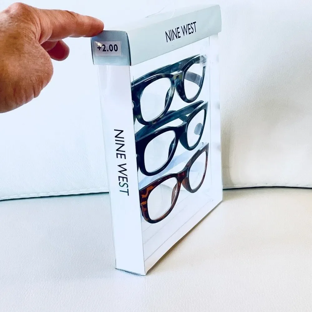 NWT 3 Pack 2.00 Nine West Premium Reading Glasses Brown, Grey & black